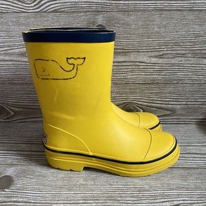 Vineyard Vines Youth Girls Yellow Whale Slip On Rain Boots  Size 2